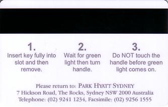 Hotel Keycard Hyatt Sydney Australia Back