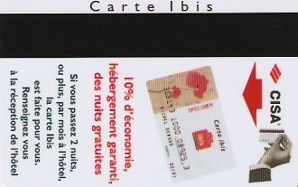 Hotel Keycard Ibis Paris France Back