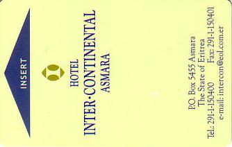 Hotel Keycard Inter-Continental Asmara Eritrea Front