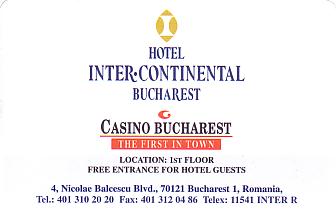Hotel Keycard Inter-Continental Bucharest Romania Front