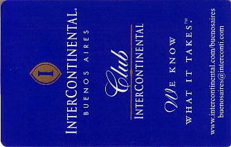 Hotel Keycard Inter-Continental Buenos Aires Argentina Front