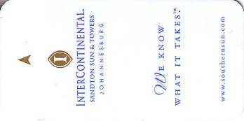 Hotel Keycard Inter-Continental Johannesburg South Africa Front