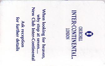 Hotel Keycard Inter-Continental London United Kingdom Front