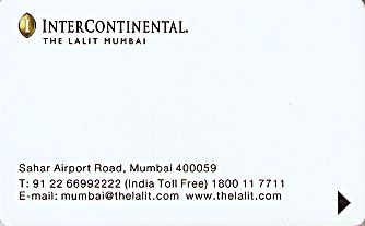 Hotel Keycard Inter-Continental Mumbai India Front