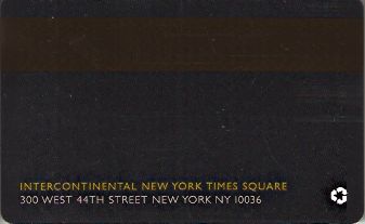 Hotel Keycard Inter-Continental New York City U.S.A. Back