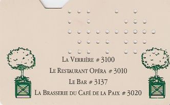 Hotel Keycard Inter-Continental Paris France Back