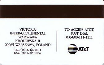Hotel Keycard Inter-Continental Warsaw Poland Back