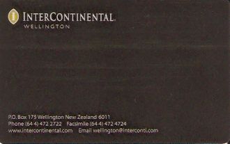 Hotel Keycard Inter-Continental Wellington New Zealand Front