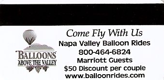 Hotel Keycard Marriott Napa Valley U.S.A. Back