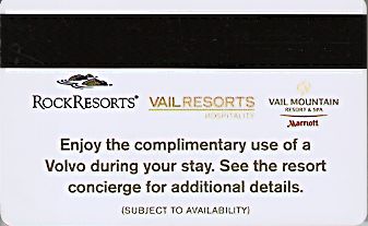 Hotel Keycard Marriott Vail Mountain  Back