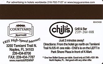Hotel Keycard Marriott - Courtyard Florida (State) U.S.A. (State) Back