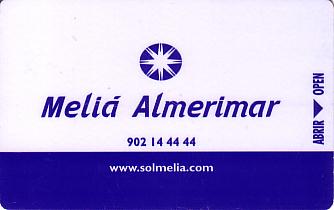 Hotel Keycard Sol Melia Almeria Spain Front
