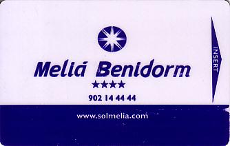 Hotel Keycard Sol Melia Benidorm Spain Front