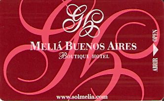 Hotel Keycard Sol Melia Buenos Aires Argentina Front