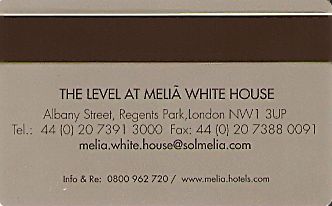 Hotel Keycard Sol Melia London United Kingdom Back