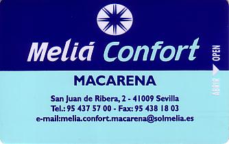Hotel Keycard Sol Melia Sevilla Spain Front