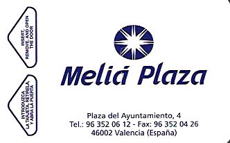 Hotel Keycard Sol Melia Valencia Esp Spain Front