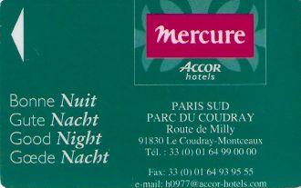 Hotel Keycard Mercure Paris France Front