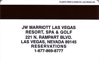 Hotel Keycard Marriott - JW Las Vegas U.S.A. Back
