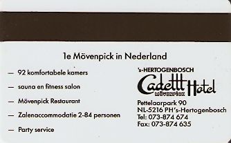 Hotel Keycard Movenpick S-Hertogenbosch Netherlands Back