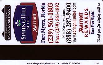 Hotel Keycard Marriott - SpringHill Suites Florida (State) U.S.A. (State) Back