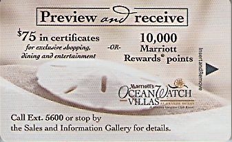 Hotel Keycard Marriott - Vacation Club Ocean Watch Villas U.S.A. Front