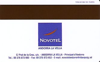 Hotel Keycard Novotel  Andorra Back