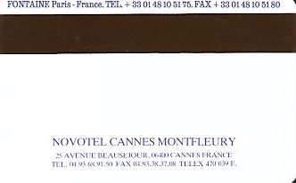 Hotel Keycard Novotel Cannes France Back