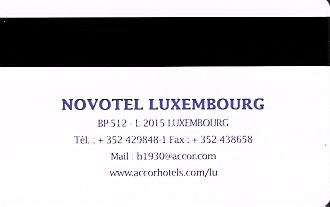 Hotel Keycard Novotel  Luxembourg Back