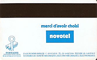 Hotel Keycard Novotel Paris France Back