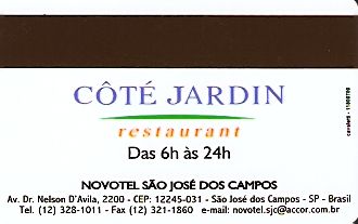 Hotel Keycard Novotel Sao Jose Brazil Back