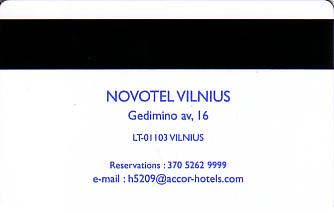 Hotel Keycard Novotel Vilnius Lithuania Back