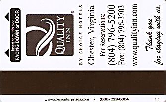 Hotel Keycard Quality Inn & Suites Virginia (State) U.S.A. (State) Back