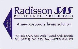 Hotel Keycard Radisson Abu Dhabi United Arab Emirates Front