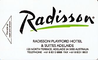 Hotel Keycard Radisson Adelaide Australia Front