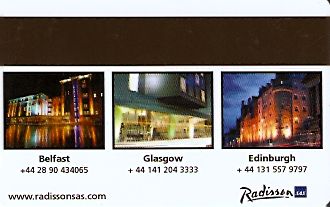 Hotel Keycard Radisson Belfast United Kingdom Back