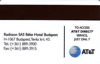 Hotel Keycard Radisson Budapest Hungary Back