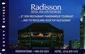Hotel Keycard Radisson  Canada Front