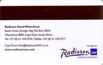 Hotel Keycard Radisson Cape Town South Africa Back
