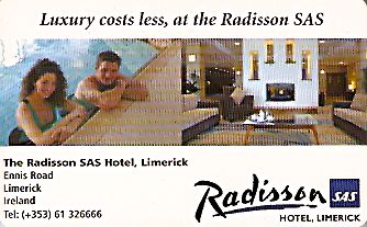 Hotel Keycard Radisson Limerick Ireland Front