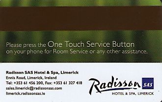 Hotel Keycard Radisson Limerick Ireland Back