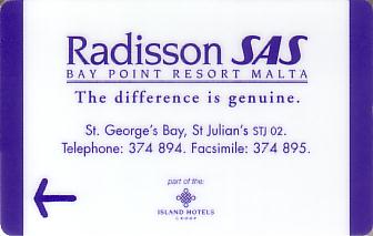 Hotel Keycard Radisson  Malta Front