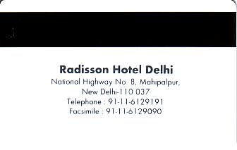 Hotel Keycard Radisson New Delhi India Back