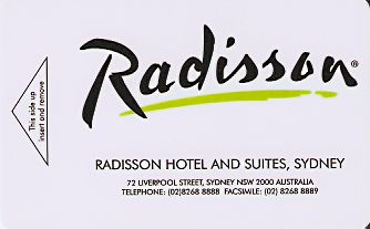 Hotel Keycard Radisson Sydney Australia Front