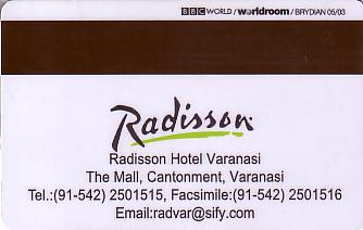 Hotel Keycard Radisson Varanasi India Back