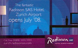 Hotel Keycard Radisson Zurich Switzerland Front