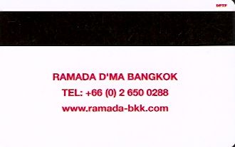 Hotel Keycard Ramada Bangkok Thailand Back