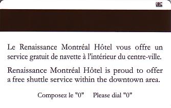 Hotel Keycard Renaissance Montreal Canada Back