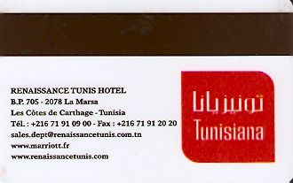 Hotel Keycard Renaissance Tunis Tunisia Back