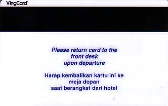 Hotel Keycard Sheraton Jakarta Indonesia Back